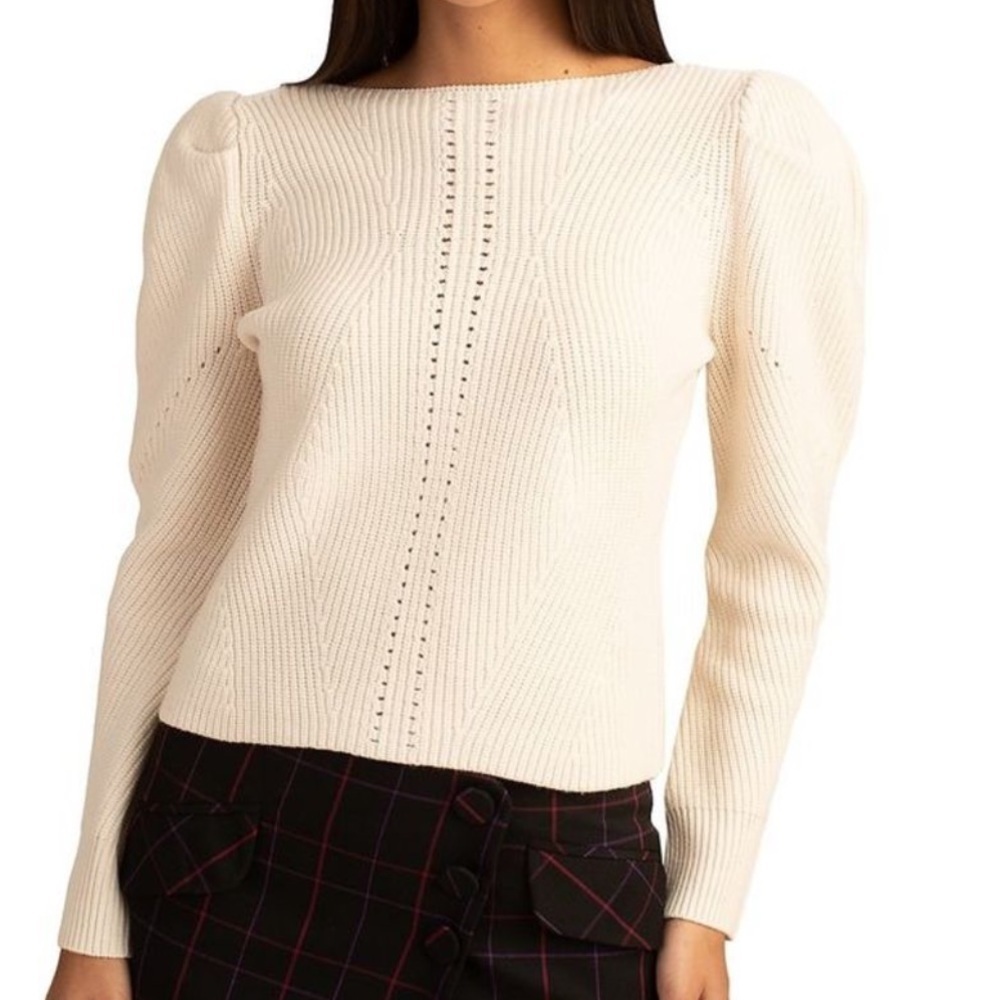 NWT Trina Turk Dalhart Sweater Ecru XS Cream 100% Merino Wool